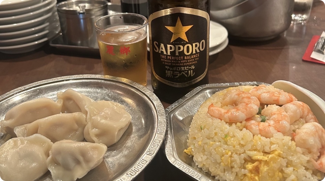 餃子とチャーハンとビール