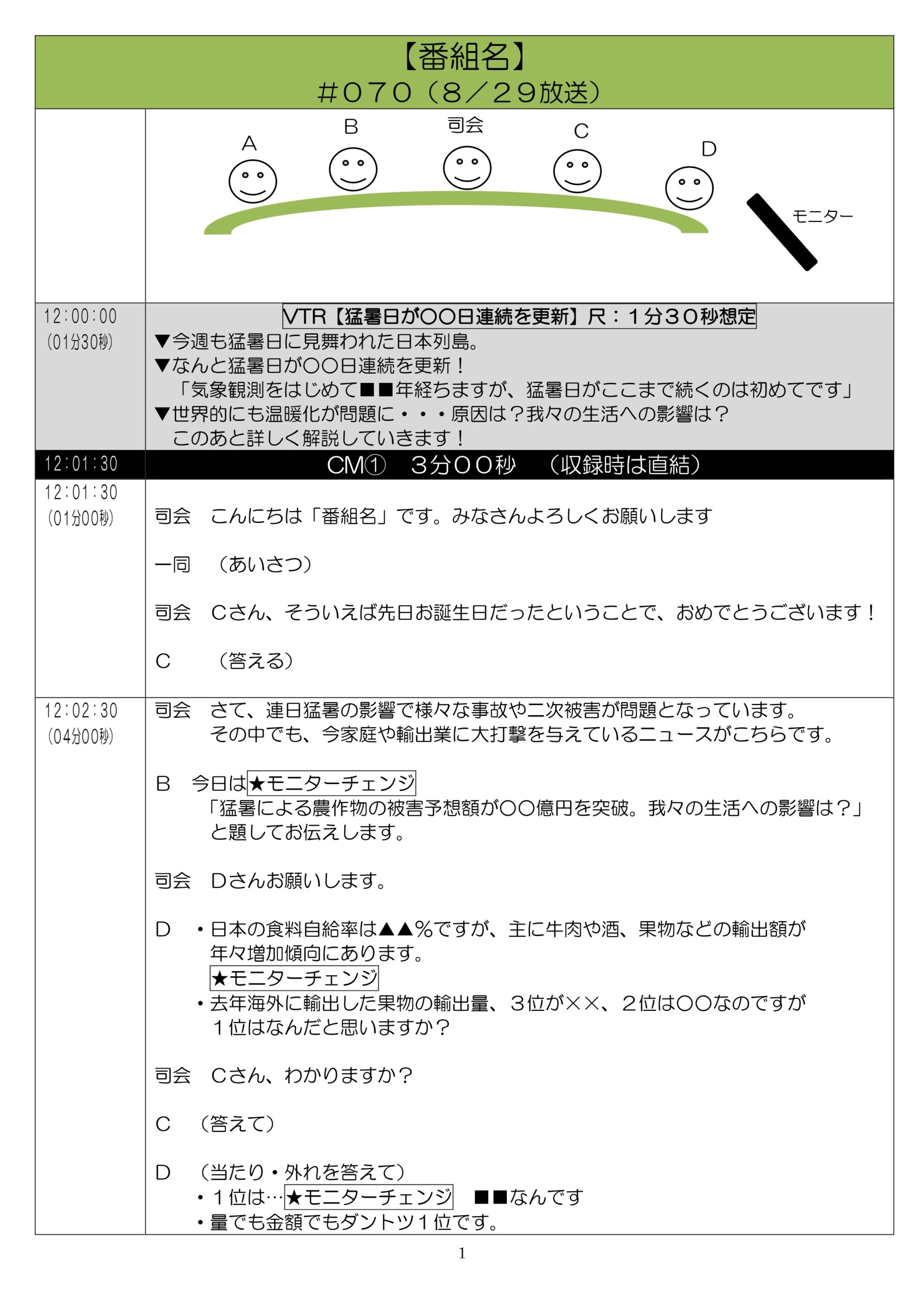生放送 台本